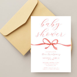 Elegant kalligrafi rosa slinga flickor baby shower inbjudningar