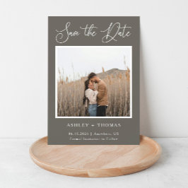 Elegant Kalligrafi Rustik Bröllopsfoto Magnetisk Inbjudningskort