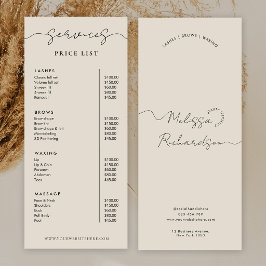 Elegant Kalligrafi Skrift Beige Prislista Meny