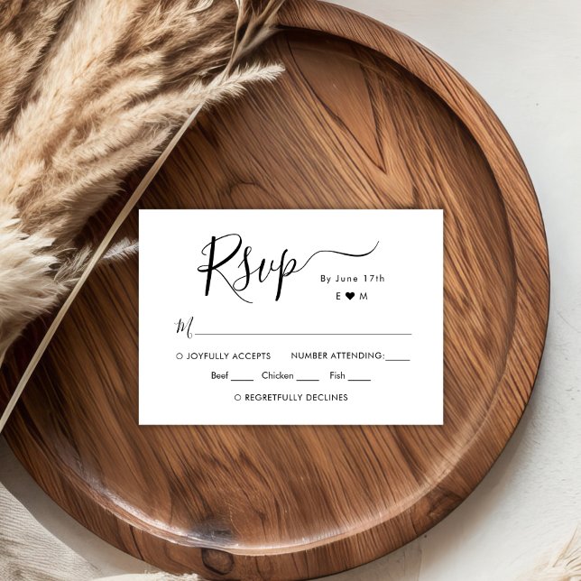 Elegant Kalligrafi Skrift Monogram Bröllop RSVP OSA Kort (Skapare uppladdad)