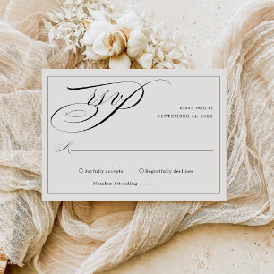 Elegant Kalligrafi Skript Monogram Bröllop OSA Kort