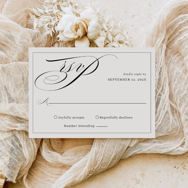 Elegant Kalligrafi Skript Monogram Bröllop OSA Kort (Skapare uppladdad)