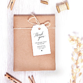 Elegant Kalligrafi, svart och vit Tack Presentetikett