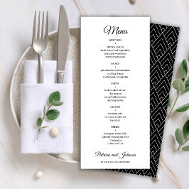 Elegant, kalligrafi, svart och vitt bröllop meny