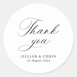 elegant, kalligrafi, svart och vitt bröllop runt klistermärke