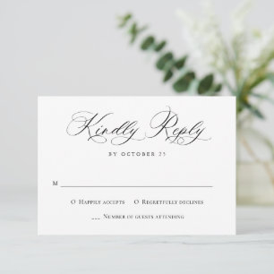 Elegant kalligrafi svart-vit minimalistisk bröllop OSA kort