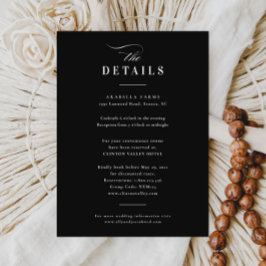 Elegant kalligrafi Svart & Vitt Bröllops Detaljer Tilläggskort
