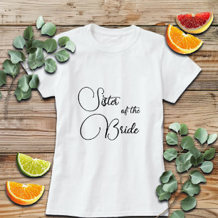 Elegant kalligrafi syster till bruden bröllop t shirt