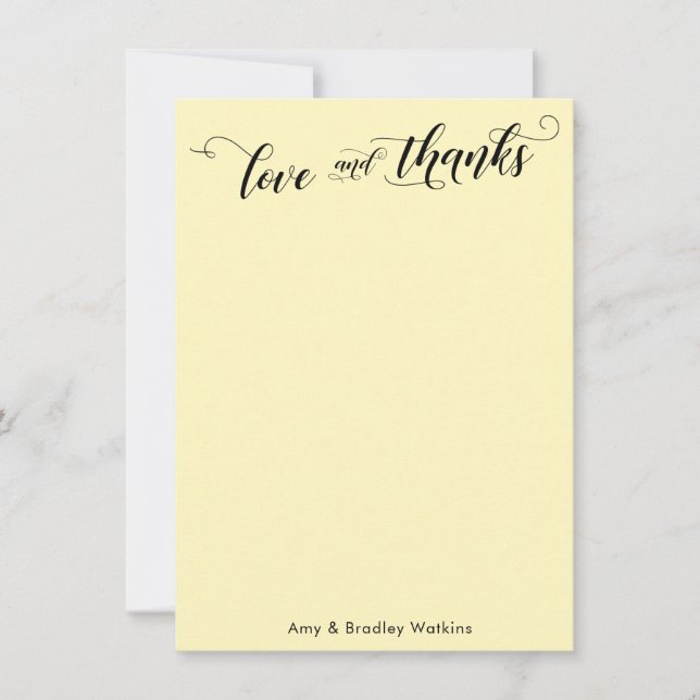 Elegant Kalligrafi Tack Pale Gult (Framsida)