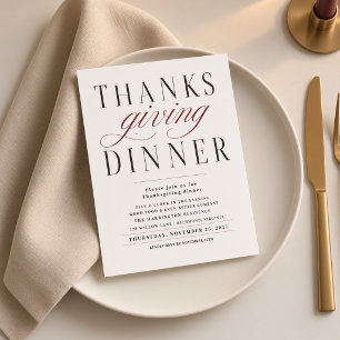 Elegant Kalligrafi Thanksgiving Middag Inbjudningar