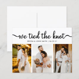 Elegant kalligrafi Vi har gift oss Foto Elopement Meddelande Vykort