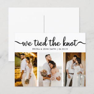 Elegant kalligrafi Vi har gift oss Foto Elopement Meddelande Vykort