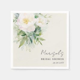 Elegant kalligrafi Vit blomsterbröllopsdusch Pappersservett