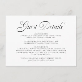 Elegant Kalligrafi Vit Bröllopsgästinformation Tilläggskort