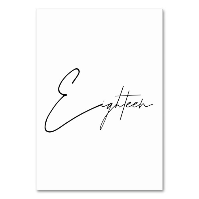 Elegant Kalligrafisk Bröllopsbord 18 Bord Nummer Bordsnummer (Framsidan)