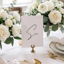 Elegant Kalligrafisk Bröllopsbord 6 Bord Nummer Bordsnummer