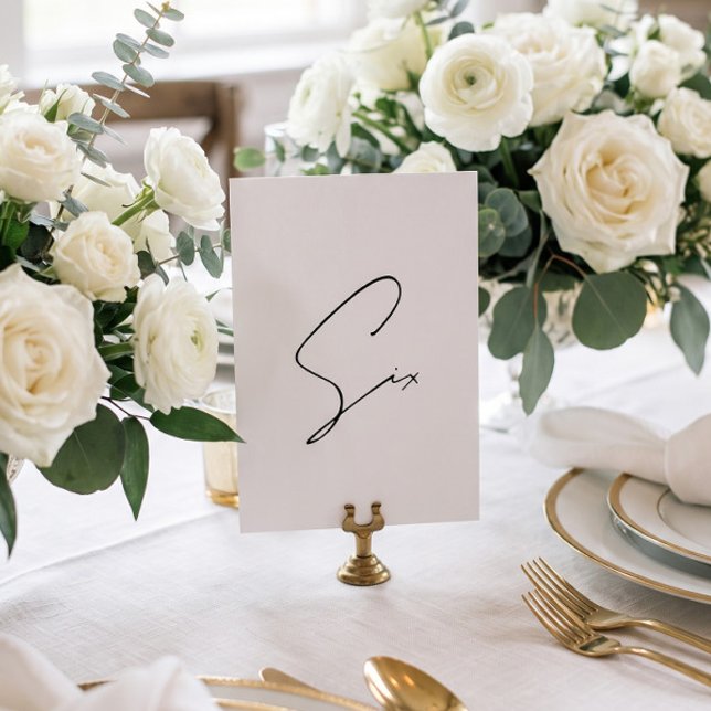 Elegant Kalligrafisk Bröllopsbord 6 Bord Nummer Bordsnummer (Skapare uppladdad)