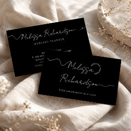 Elegant Kalligrafisk Skrift Minimal Svart & Vit Visitkort