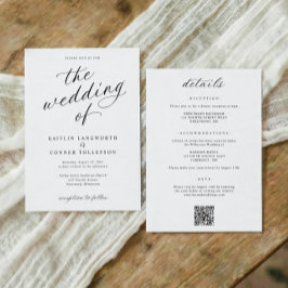 Elegant kalligrafiskrift allt-i-ett bröllop inbjudningar