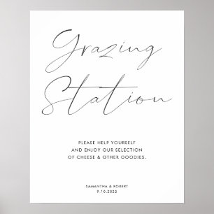 Elegant kalligrafiskrift Grazing Station Bröllop Poster