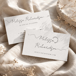 Elegant Kalligrafiskrift Minimal Svart & Vitt Visitkort