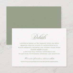 Elegant kalligrafiskrifts brylluppsdetaljer Insert Inbjudningar
