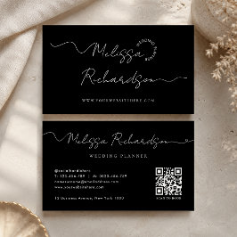Elegant kalligrafiskrit QR-kod med minimal stil Visitkort