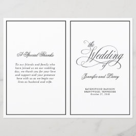 Elegant kalligrafiskritsfalt vigselprogram