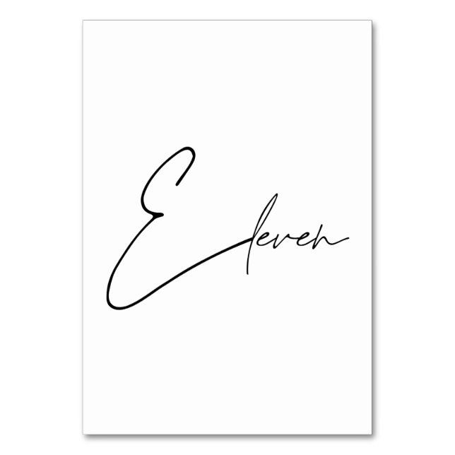 Elegant Kalligrafiskt bordsnummer Bröllop Bord 11 (Framsidan)