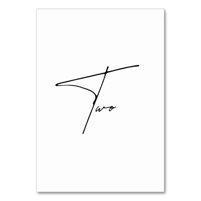 Elegant Kalligrafiskt bordsnummer Bröllop Bord 2 (Framsidan)