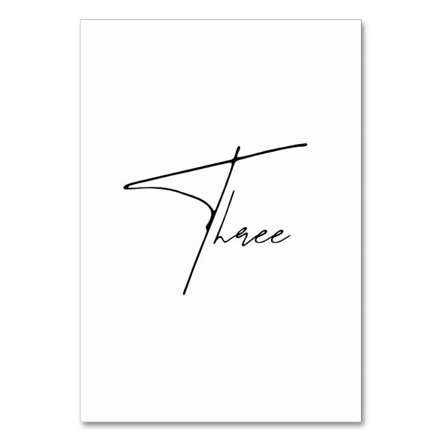 Elegant Kalligrafiskt bordsnummer Bröllop Bord 3 (Framsidan)