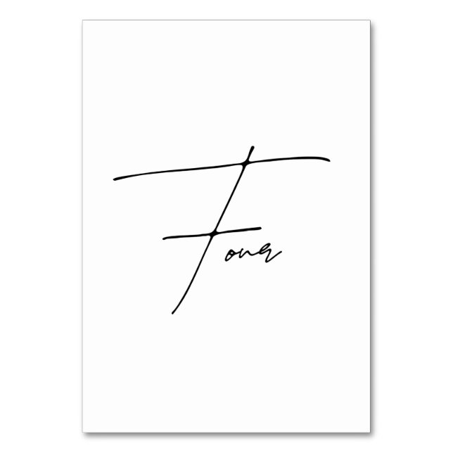 Elegant Kalligrafiskt bordsnummer Bröllop Bord 4 (Framsidan)