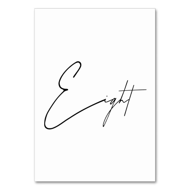 Elegant Kalligrafiskt bordsnummer Bröllop Bord 8 (Framsidan)
