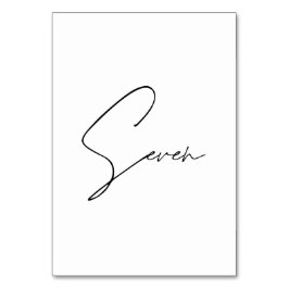 Elegant Kalligrafiskt bordsnumret Bröllop Bord 7 Bordsnummer