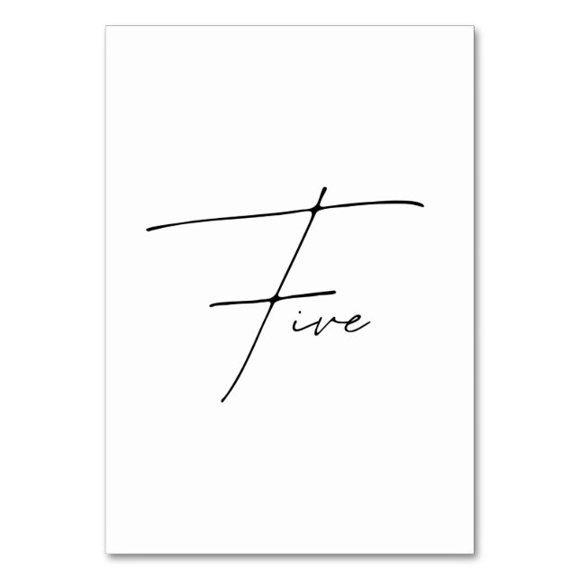 Elegant Kalligrafiskt Bröllop Bord 5-bordsnummer Bordsnummer (Framsidan)