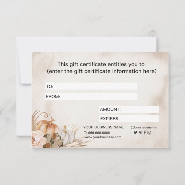 Elegant Kalligraphy Fall Blommigt Pumpkin (Baksida)