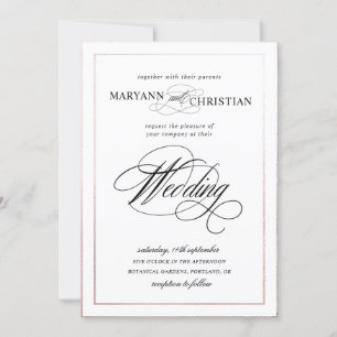 elegant kalligraphy ro guld bröllopsinbjudan inbjudningar