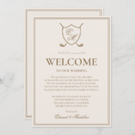 Elegant Kam Crest Monogram Golf Bröllops Välkomstk Inbjudningar