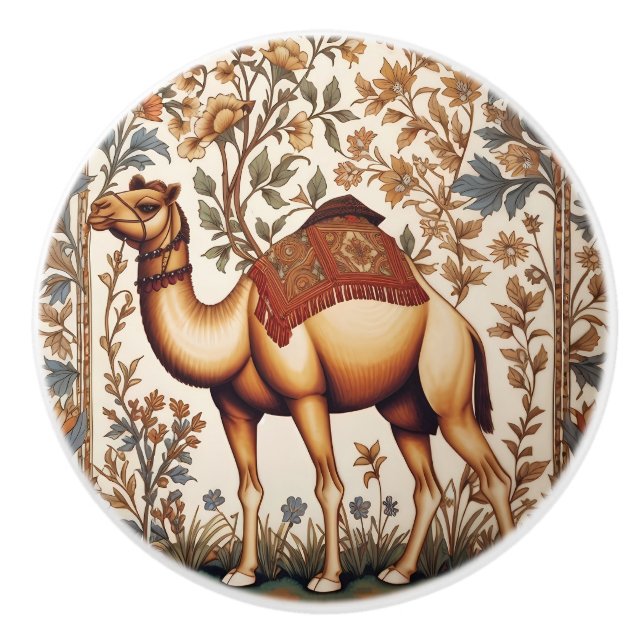 Elegant Kamel William Morris Inspirerad Blommig Knopp (Framsidan)