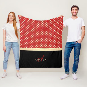 Elegant känd Monogram för röda och svart guld- Fleecefilt