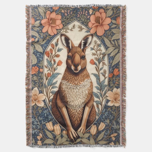 Elegant Kangaroo William Morris Inspired  Filt (Framsidan Vertikal)