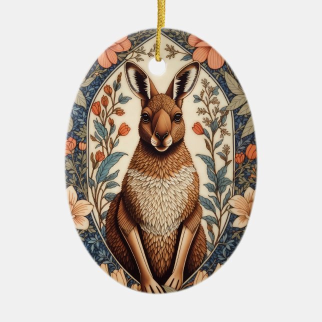 Elegant känguru William Morris inspirerad  Julgransprydnad Keramik (Framsidan)