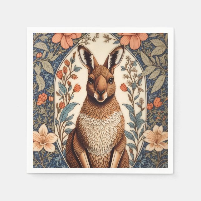 Elegant känguru William Morris-inspirerad  Pappersservett (Framsidan)
