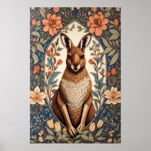 Elegant känguru William Morris-inspirerad Poster