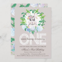 Elegant Kanin Blommig Krans Första Födelsedag