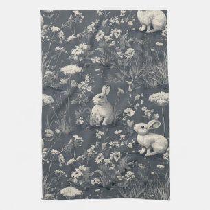 Elegant kanin Toile Floral Vintage Mönster (6) Kökshandduk