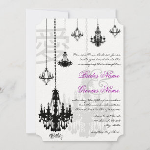 Elegant Kanji för Kärlek Black Chandeliers Bröllop Inbjudningar