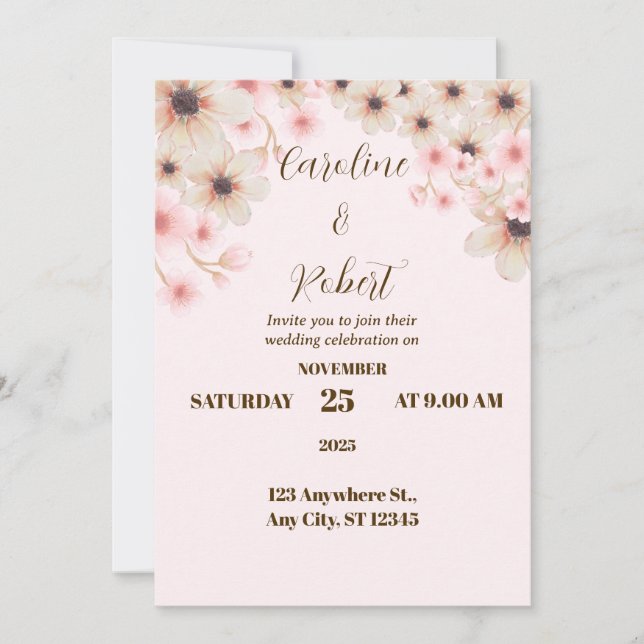 Elegant känslig och romantisk, den här blommigten  inbjudningar (Framsida)