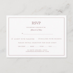 Elegant Kant Roséguld Bröllop RSVP Tilläggskort