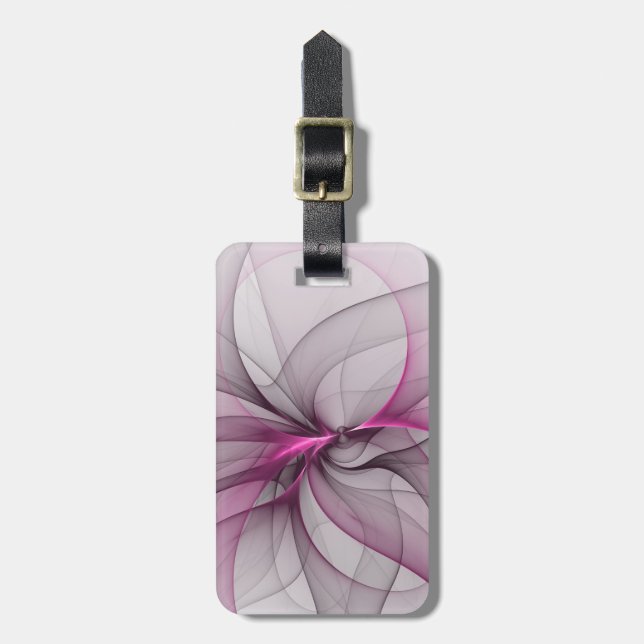 Elegant Kaos Modern Abstrakt Rosa Fraktal Konst Bagagebricka (Vertikal Framsida)